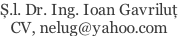 Ș.l. Dr. Ing. Ioan Gavriluț CV, nelug@yahoo.com